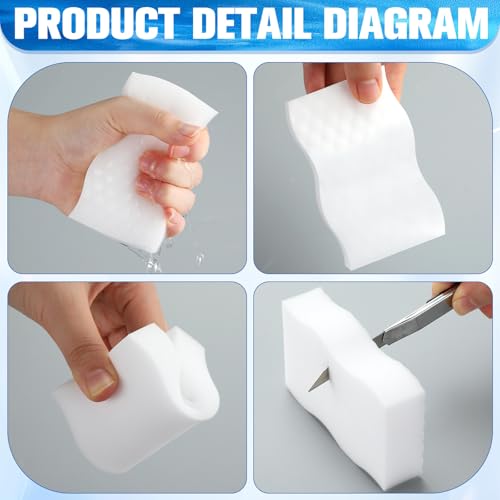 Image of SiliFine Magic Extra Durable Sponge Eraser 3 Layer Density Cleaning Pads in Bulk Thick More Lasting Sponge Eraser for Bathroom Kitchen Floor Bathtub Toilet Cleaner