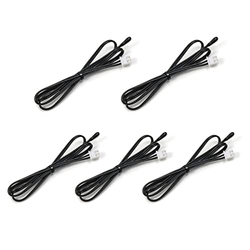Image of KOKISO 10K 3950 Ohm NTC Thermistor Temperature Sensor Probe,1% Precision Cable Length 1M with XH2.54-2P Plug for Air Conditioner (Pack of 5)