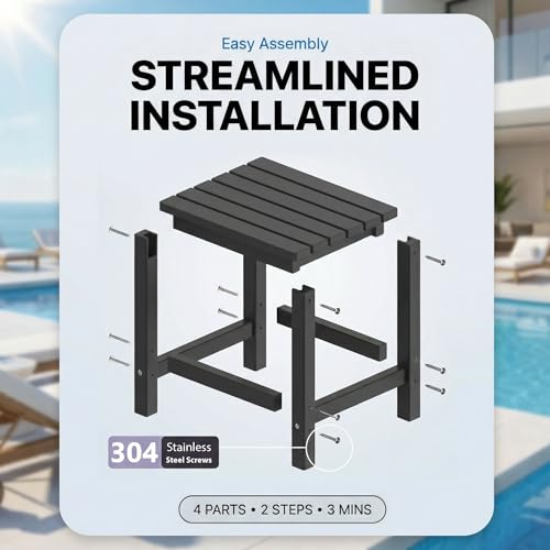 Table d'appoint carrée noire en HDPE résistante aux intempéries PASAMIC - 8