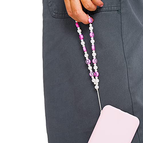 Vatogon Beaded Phone Strap Y2K Beaded Phone Charms Smiley Face Fruit Star Letter Pearl Handmade Rainbow Acrylic Polymer Clay Beads Keychain For Women Girls (3Pcs-F) #TOP3