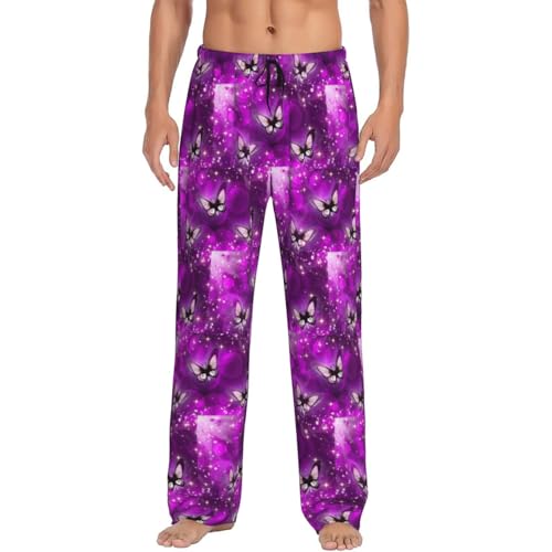 Pantalon de pyjama homme violet papillon idéal pour le cocooning