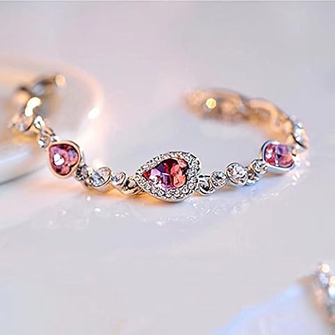 Charming Women's Austrian Crystal Titanic Inspired Heart of Ocean Bangle Bracelet (Rose) Cover