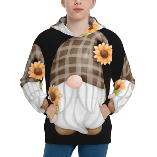 Sunflower Gnomes Kid Hoodies Boys Sweatshirts Girls Pullover with Pocket
