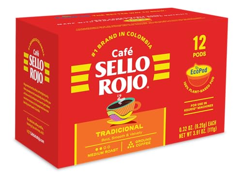 Image of Sello Rojo Tradicional Medium Roast Coffee K-Cup, 12 count (6 Pack) | Colombian Coffee EcoPods