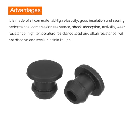 Image of MECCANIXITY Silicone Snap in Locking Hole Plugs,Rubber Panel Seal Cover Flush Type Panel Round for Kitchen Rubber Bulkheads Waterproof Sealing Plugs 6mm /0.24 Inch Diameter Black,Pack of 50