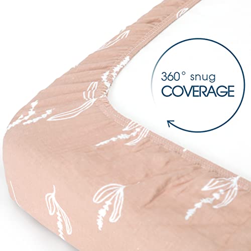 Image of GRSSDER Soft Muslin Crib Sheet 1 Pack, 100% Cotton Crib Sheets for Boys and Girls, Fit Standard Crib Mattresses 52 inch x 28 inchSafe and Snug, Stylish Cute Wheat Print