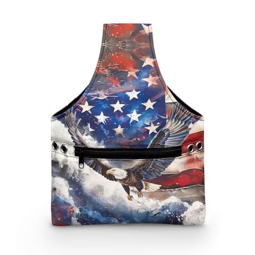 Image of ZUXONGSY American Flag Knitting Tote Bag for July 4th 2026 America250 Yarn Storage Bag for Crocheting Small Crochet Organizers and Storage Patriotic Eagle