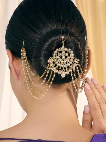 Image of OOMPH Jewellery Ethnic Sheeshphool-Kundan Jadau Floral Design for Women & Girls Stylish - DPH161DST4RKH184RKH235 PA201