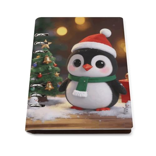 Carnet de notes A5 rechargeable à anneaux en similicuir noir avec feuilles lignées imperméables