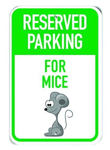 Panneau Reserved Parking for Mouse en alu de 30x45 cm avec une souris de dessin animé