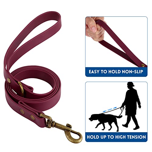 Wisedog Hundehalsband und Leine Set Combo: Einstellbare langlebige Haustier Halsbänder mit Hundeleinen für kleine mittlere große Hunde, enthält einen Bonus von Poop Bag Holder (M, Burgundisch)