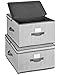 TOPP4u 2x Aufbewahrungs-Box mit Deckel - extra große Faltbox für Kleiderschrank & Regal - Faltbare Ordnungsbox 40x50x25cm - grau-beige - 2er-Set