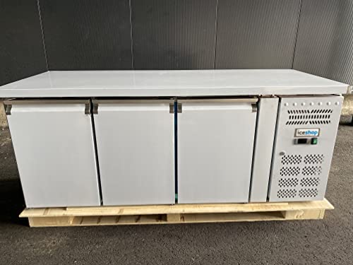 ICESHOP Table réfrigérée ventilée professionnel 465 Litres, positive, 3 portes 1795x700x650mm - GN3100TN, Argenté