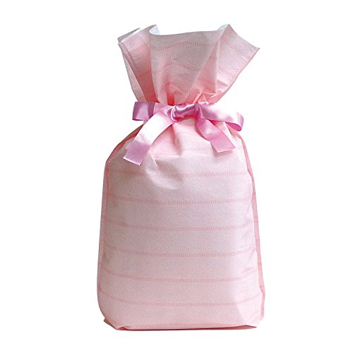 カクケイ 巾着袋 不織布 リボン付 10枚 LL ピンク FHRP01