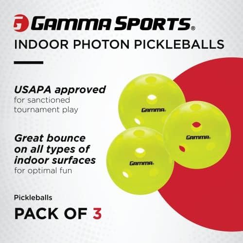 Miniatura 4 de GAMMA Photon Indoor Pickleballs, 26 Holes for Precise Indoor Flight, USAPA Approved Pickle Ball for Tournament Play, High Visibility, Durable,