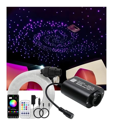 6W Mini Size Twinkle RGBW Fiber Optic Lights, APP Control Music Activated Fiber Optic Star Ceiling Light Kit for Car Headliner Star and Home (300pcs*0.03in(6.5ft/2m))