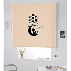 Estores Infantiles Originales Regalos Originales - PERSIANA Estor Enrollable Infantil con Nombre Y Dibujo NIÑA EN Luna- Estor Personalizable Infantil Barato (180X175, Beige)