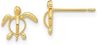 Brincos de pino de ouro amarelo 14 k infantil tartaruga marinha pino botão de bola vida animal joias finas para mulheres presentes para ela, Cristal Ouro amarelo