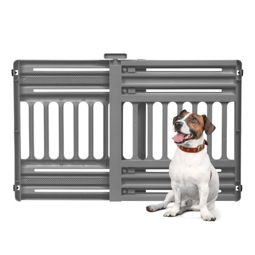 Iris Ohyama, Safety Stair Gate for Dogs, Stair Gate Pressure Fit, Dog Gate, W61 x H64 cm, Extendable 1m, No Drilling Required, Suitable forindoor, Hallway, Kitchen, PBR-600, Plastic (PP) Grey