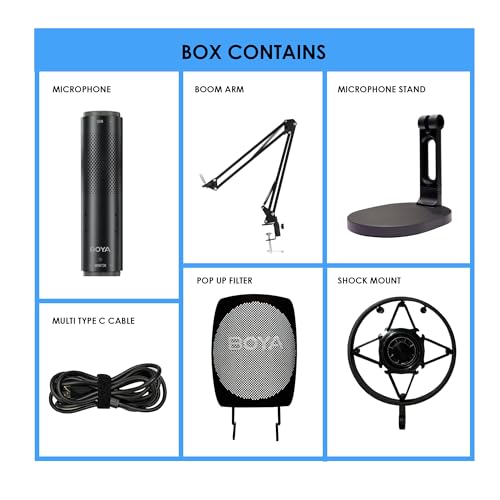 Image of BOYA K9 RGB USB Type C Microphone for YouTube | Gaming Set | Microphone for Recording | Gaming Mic for Pc | Condenser Mic with Desktop Stand Compatible with Windows and Mac Computers. (K9+Boom arm)