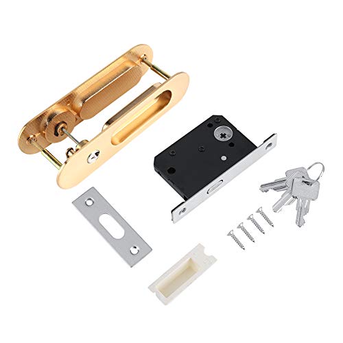 Sliding Door Lock Aluminum Alloy Safety Door Lock with 3 Keys for Bathroom Closet Kitchen Balcony(Gold) - Image 3