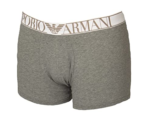 EMPORIO ARMANI Men's boxer trunks 2-piece pack elasticated bipack article 111769 2F720 BPACK TRUNK, 61410 Bianco/Grigio melamge scuro, Large3
