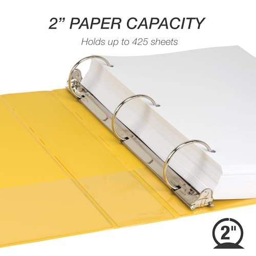 Classeur 3 anneaux jaune Samsill 5,1 cm avec couverture transparente personnalisable
