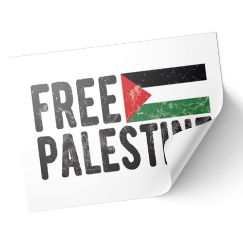 20 X Free Palestine Stickers – Palestinian Flag Decals 8.5cm x 5.5cm – Red, Green, White and Black Stickers with Free Palestine Text for Laptops, Scrapbooks, Festivals, and Crafts