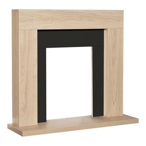 Adam Malmo Fireplace in Oak & Black, 39 Inch