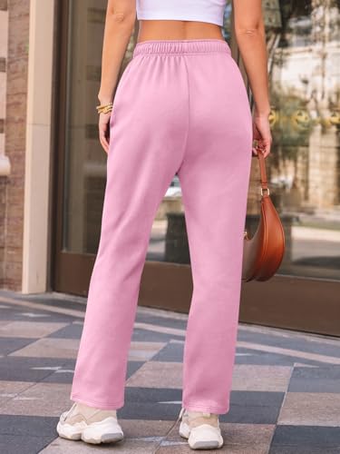 Image of AUTOMET Women's Straight Leg Sweatpants Fleece Lounge Pants | Fall Athletic Joggers with Pockets,Lightweight Soft Sweat Pants, Casual Gym Workout Pants