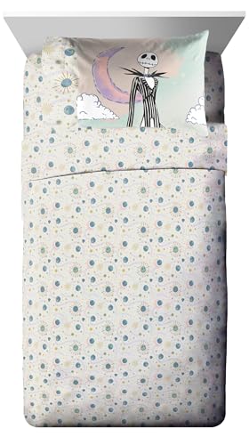 Image of Disney Nightmare Before Christmas Twin Comforter Set 5 Piece, Multi | Jack Skellington Sally, Bed in a Bag, Comforter Sheets Sham Pillowcase, Soft Microfiber, Machine Washable, Girls Gift