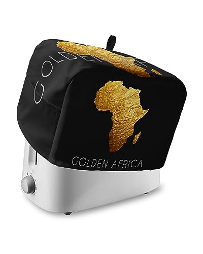 Toaster Dust Cover for Kitchen 4 Slice, GOLDEN AFRICA Modern Area Map Black Texture Bread Maker Covers Toasters for Fingerprint Protector Washable Small Appliance Covers Accessories (12x11x8in)