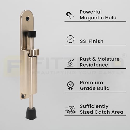 Image of Premium Kick Down Stopper /Door Magnet Stopper /Foot Operated Stopper /Heavy Duty Door Stopper /Zinc Alloy Magnetic Door Stopper - SS Finish - (Pack of 1)-| 3 Years Warranty |