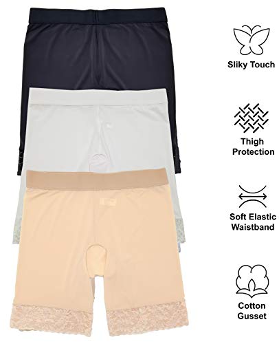 Slip Shorts for Women Smooth Lace 3 Pack 7" Undershorts Anti Chafing (2XL) - Thumbnail 3
