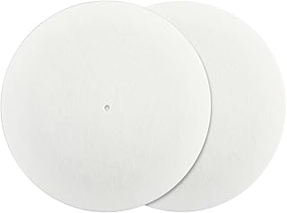 CRASPIRE 2Pcs White Felt Turntable Mat Record Pad Player Mat 11.6 Inch Anti Slip Anti Static Flat Round Protective Wool Vinyl Turntable Platter Slipmat Mats for Reduce Noise Cleaner Acoustic Sound