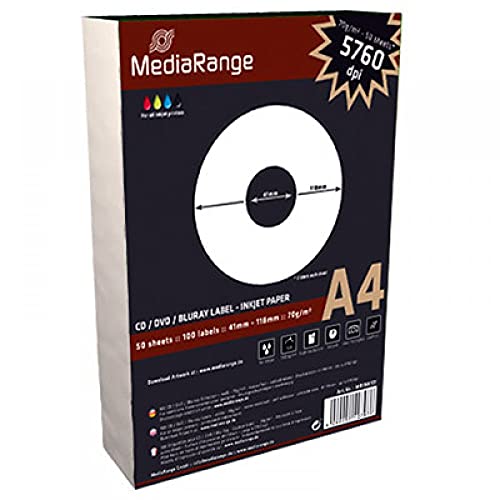 MediaRange Etiketten für CD|DVD|BD, 41-118mm, matt-beschichtet, 100er Pack