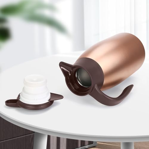 Image of 68oz Thermal Coffee Carafe, 2 Pack Airpot Insulated Coffee Urns Stainless Steel Vacuum Thermal Pot Dispenser for Coffee, Hot Water, Tea, Hot Beverage - Keep 12 Hours Hot, 24 Hours Cold (Rose Gold)