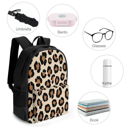 Large Capacity Cheetah Leopard Print Backpack, Women Men Portable Daypack for Hiking, Shopping, Fashion Comfy Shoulder Bag with Adjustable Strap4