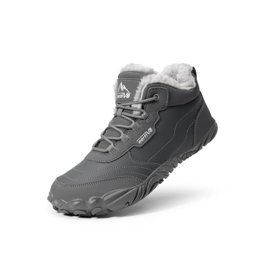 NORTIV 8 Botas Invierno Hombre con Forro Cálido con Suela Antideslizante Zapatos Punta Ancha para Casa o Pasear,Size 43,Gris,NMEMSB2501