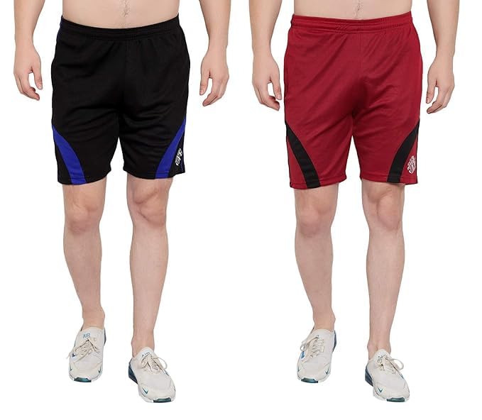 Image of DIA A DIA Men's Polycotton Running Sports Gym Shorts Pack of 2