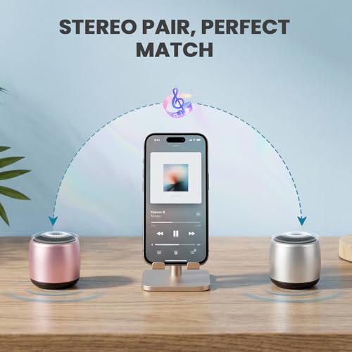 Image of Best Mini Portable Bluetooth Speaker with HD Sound & Bass I Smallest Wireless Bluetooth Speakers for Phone /PC /Tablet I Photo Selfie Button Answer Phone Calls I Cute Tiny Speaker (Rose Gold)