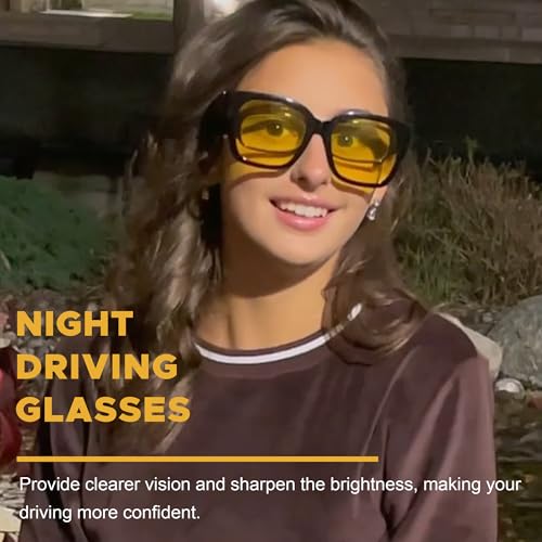 LVIOE Night Vision Driving Glasses Fit Over Prescription Glasses, Wrap Around Nighttime Anti Glare Polarized N42032