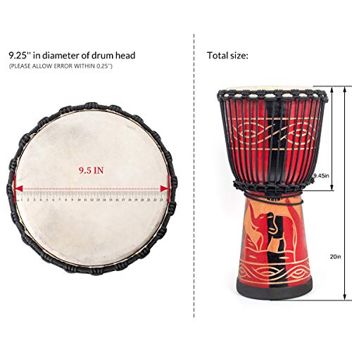 Aklot MI2829-AKM Djembe Drum, Aklot African Drum Hand-Carved 9.5'' X 20'' Mahogany Goatskin Drumhead thumb #2