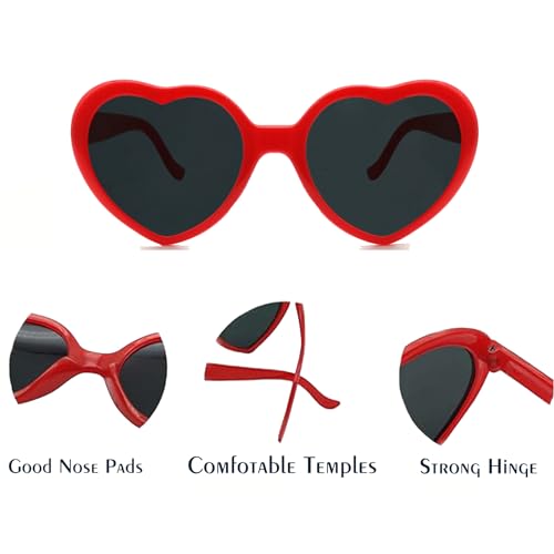 Heart Shaped Sunglasses for Women,Trendy Cute Heart Glasses Retro Taylor Sun Glasses Cupid UV4002