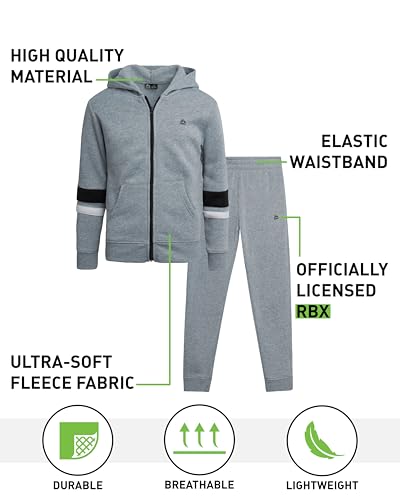 RBX Active Boys Pants Set - 2 Piece Soft Fleece Boys Zip Up Hoodie and Jogger Sweatpants with Pockets Athletic Set (2T-12)2