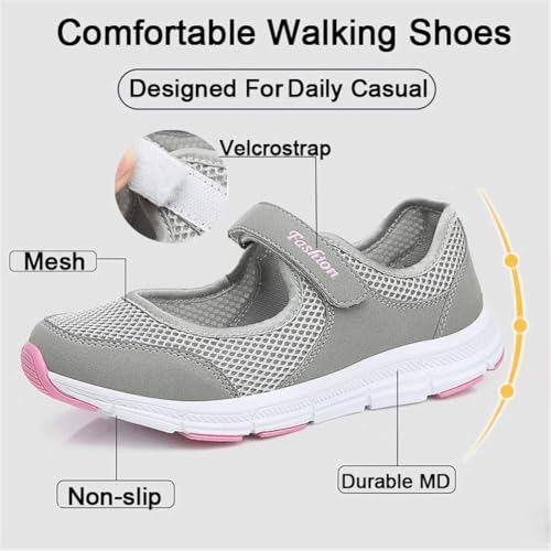 Women's Mesh Breathable Mary Jane Sneakers Adjustable Working Nurse Shoes Lightweight Comfortable Non Slip Lady Flat Walking Shoe2