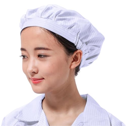 Levemolo 4 Pcs Anti-Static Cap Lightweight Polyester Work Hat with Breathable Mesh Window for Men and Women in Polymer Plant and Workshop Environments White
