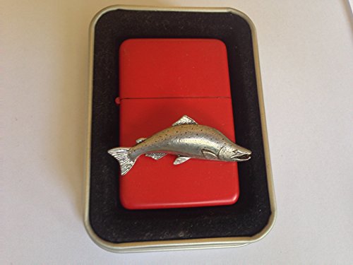 Briquet à essence F19 rouge avec grand emblème saumon
