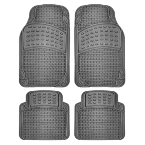 CABLEPELADO - Alfombrillas de Goma Universales para Coche – Set de 4 Piezas Delanteras y Traseras – Resistentes al Agua, Recortables y Antideslizantes – Superficie Texturizada – Color Negro