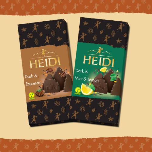 Heidi Mint Lemon Dark Chocolate 80 grams & Vegan Espresso Dark Chocolate Bar 80 grams |100% Veg| Imported |Switzerland